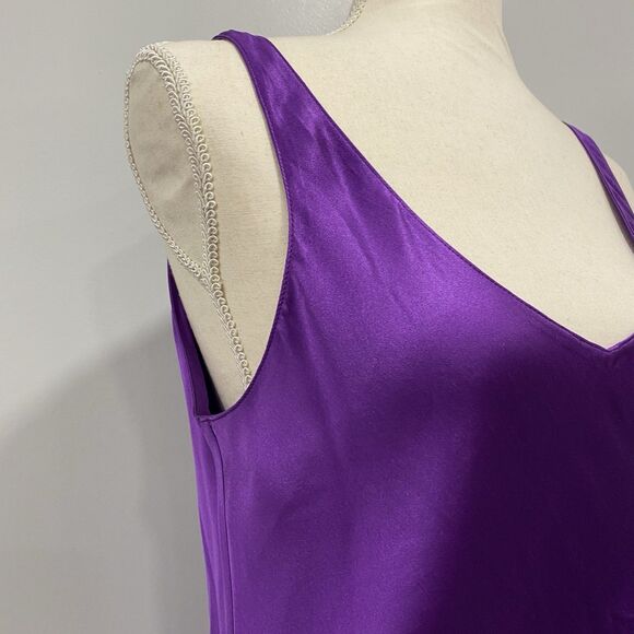 WORTH NY 12 NWT Purple Silk Long Babydoll Camisole Top Coquette Girl Deadstock - Picture 4 of 16